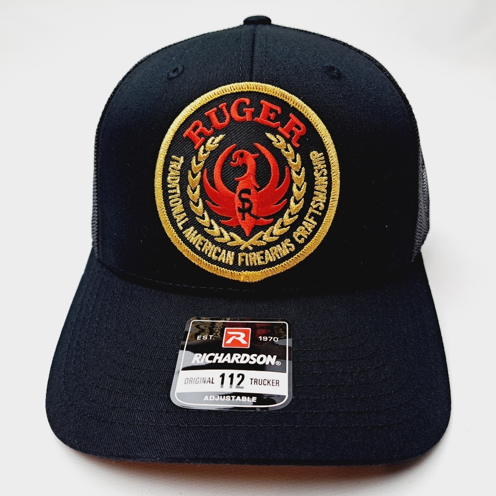 Ruger Embroidered Patch Richardson 112 Trucker Mesh Snapback Hat Cap Black